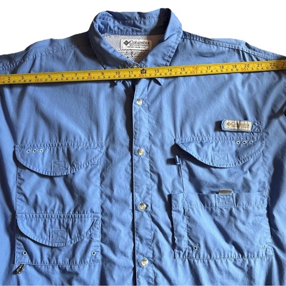 Columbia PFG Men's Blue Long Sleeve Vented Cotton Button Up Fishing Shirt - Picture 8 of 10